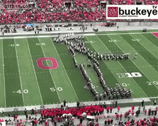 a buckeye football field with a marching band on the field