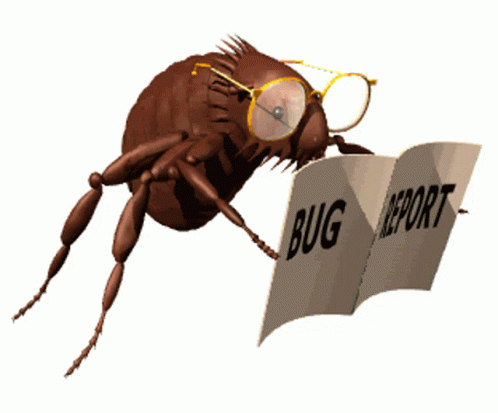 A Bug Wearing Glasses Looks At A Bug Report GIF