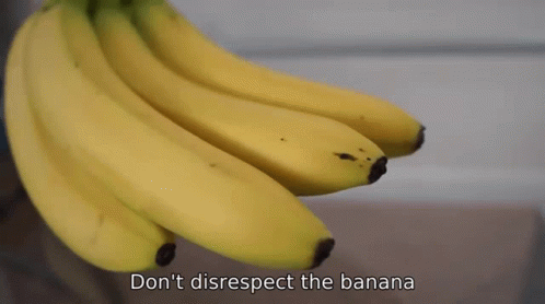 A Bunch Of Bananas With The Words " Do N't Disrespect The Banana " Underneath Them GIF