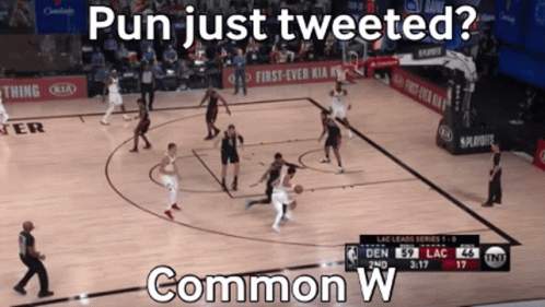 A Bunch Of Basketball Players Are On A Court With The Caption Pun Just Tweeted GIF