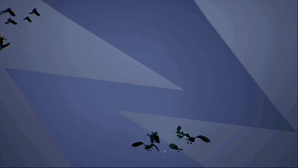 A Bunch Of Birds Are Flying Around A Glowing Green Object GIF