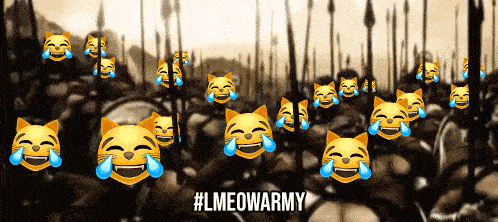 A Bunch Of Cats Laughing With Tears On Their Faces GIF
