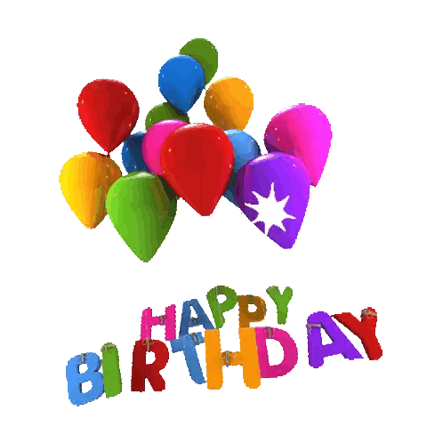 a bunch of colorful balloons with the words happy birthday written below them