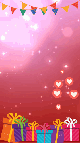 A Bunch Of Gifts Are On A Red Background GIF