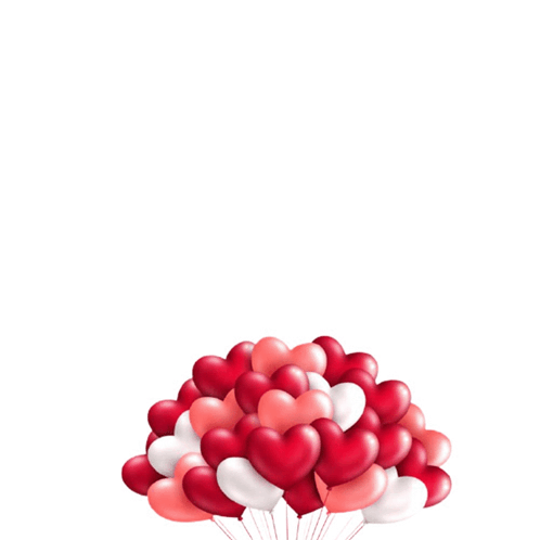 A Bunch Of Heart Shaped Balloons With The Words Happy Anniversary Below GIF
