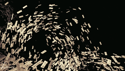 A Bunch Of Money Is Being Thrown In The Air And The Letters V And M Are Visible In The Corner GIF