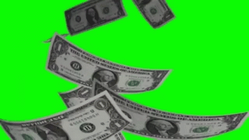 A Bunch Of Money Is Falling From The Sky On A Green Screen . GIF