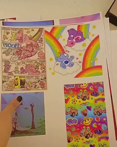 A Bunch Of Pictures On A Table With One That Says ' I Love You ' GIF