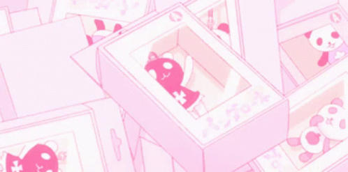 A Bunch Of Pink Boxes With One That Says ' R ' On It GIF