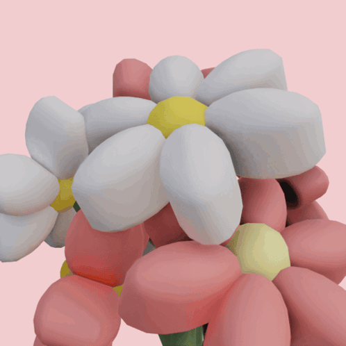 A Bunch Of Pink Flowers With White Petals And Yellow Centers GIF