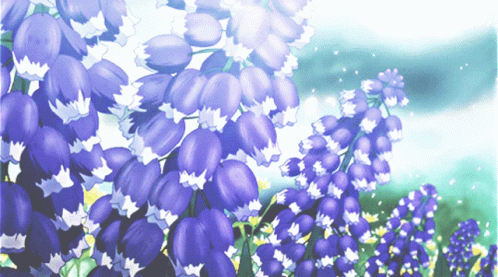 A Bunch Of Purple Flowers With White Petals GIF