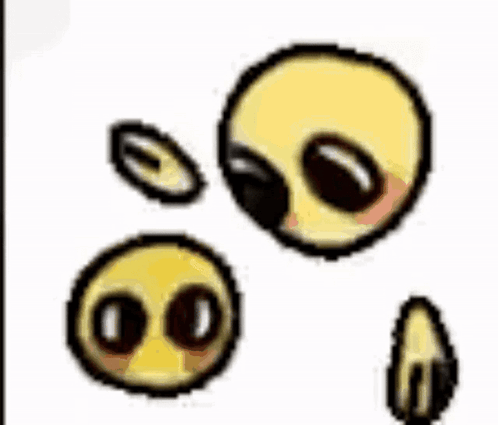 A Bunch Of Smiley Faces With Black Eyes On A White Background . GIF