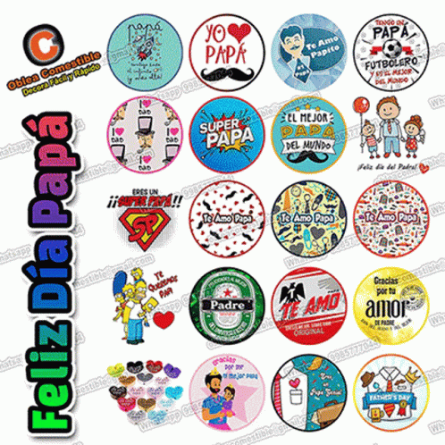 A Bunch Of Stickers For Father 'S Day Including One That Says " Yo Amo Papa " GIF