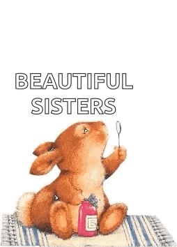 A Bunny Is Blowing Bubbles And Saying Good Morning Beautiful Sisters . GIF