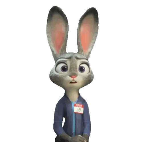 a bunny with a name tag that says hello
