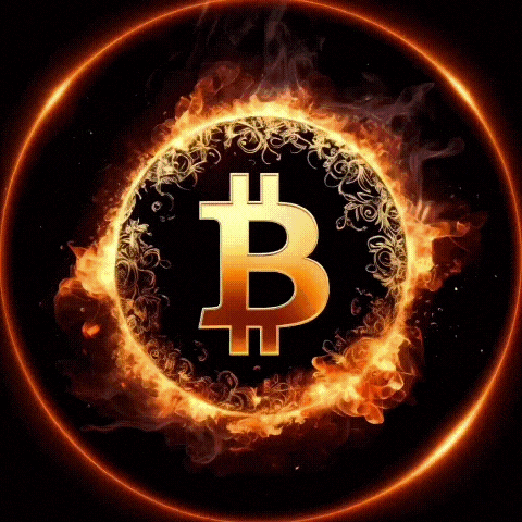 a burning coin with the letter b in the middle