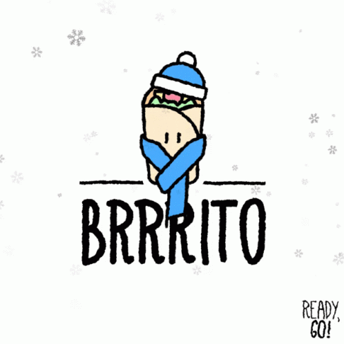 Burrito Wrapped In Scarf And Hat GIF