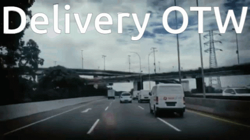 A Busy Highway With The Words Delivery Otw On The Bottom GIF