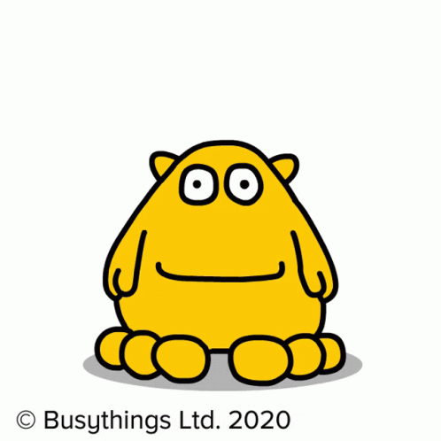 A Busythings Ltd. 2020 Sticker With A Yellow Monster And The Words Amazing GIF