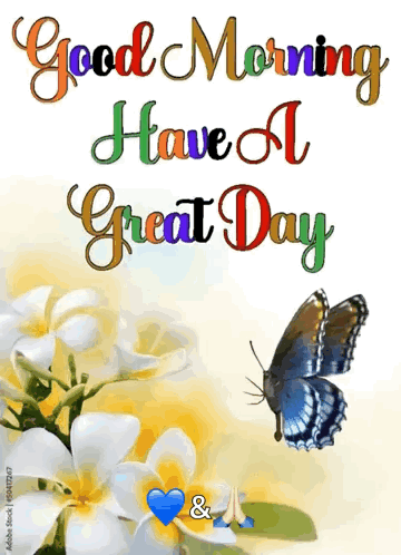 A Butterfly Is Sitting On A Flower With The Words Good Morning Have A Great Day Below It GIF