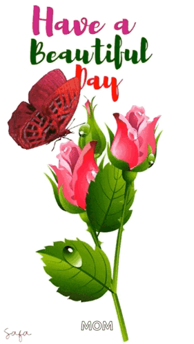 A Butterfly Is Sitting On A Flower With The Words Have A Beautiful Day Mom Below It GIF