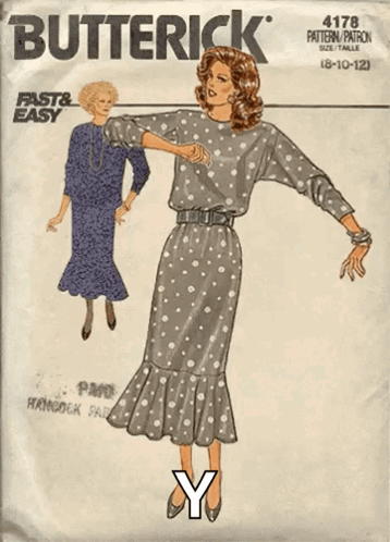 A Butterick Pattern Shows A Woman In A Dress GIF