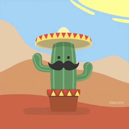 A Cactus With A Sombrero And Mustache Is In The Desert GIF