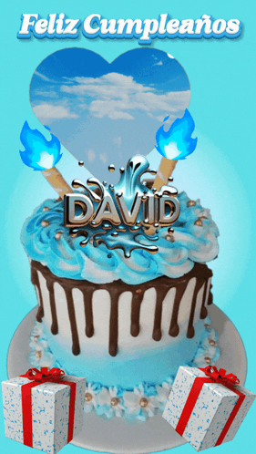 A Cake With The Name David Written On It GIF