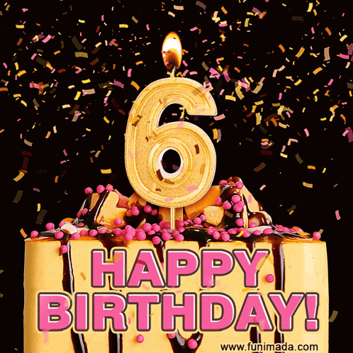 A Cake With The Number 6 On It And The Words Happy Birthday GIF