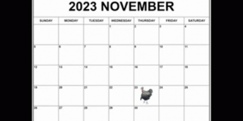 November Calendar With Chicken Image GIF