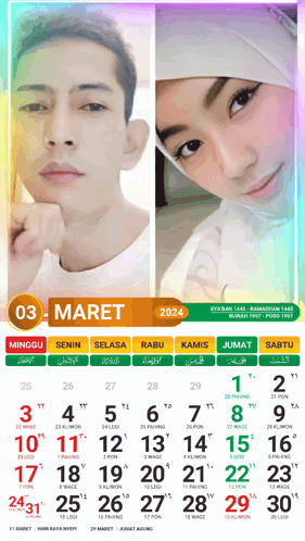 A Calendar Shows A Man And A Woman And The Date Of March 3Rd GIF