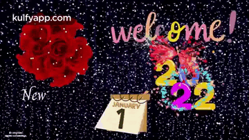 A Calendar That Says January 1 On It In Front Of A Red Rose GIF