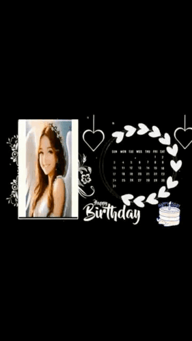 A Calendar With A Picture Of A Woman And The Words Happy Birthday On It . GIF