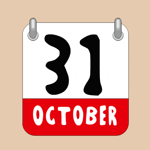 A Calendar With The Date Of October 31 GIF