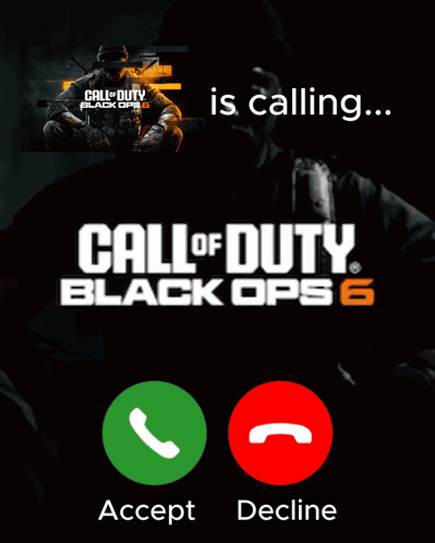 A Call Of Duty Black Ops 6 Advertisement With A Green Accept And Red Decline Button GIF