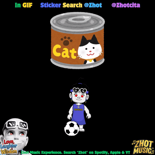 a can of cat food with a black and white cat
