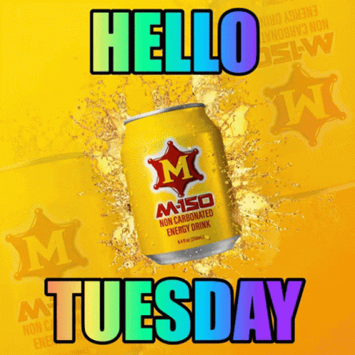 A Can Of M-150 Non Carbonated Energy Drink Splashing On A Yellow Background GIF