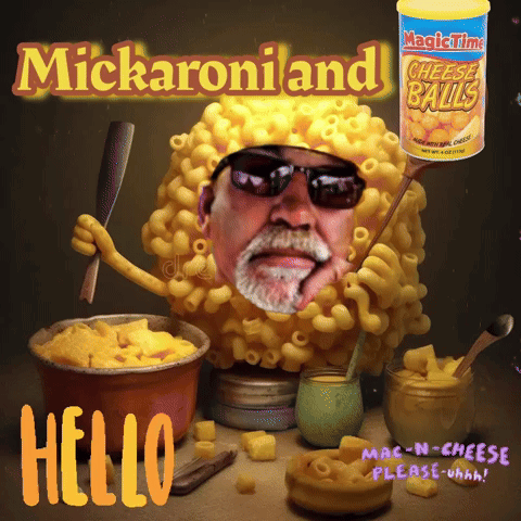 A Can Of Magic Time Cheese Balls Sits Above A Cartoon Man GIF
