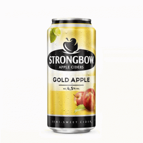 A Can Of Strongbow Apple Ciders With An Apple On The Front GIF
