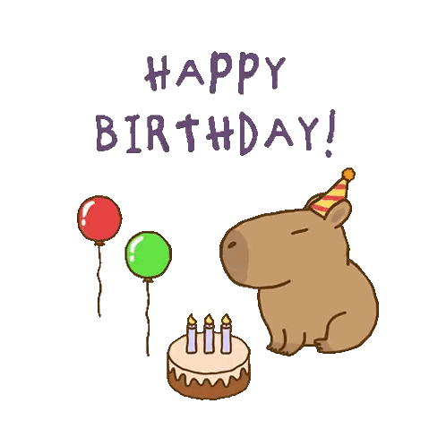 a capybara wearing a party hat is celebrating a birthday