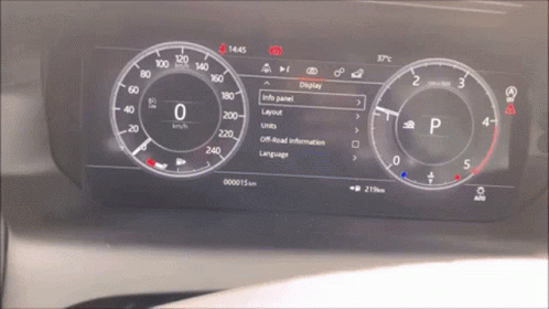 A Car Dashboard Shows The Time As 14:45 GIF