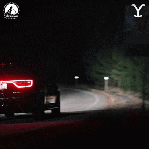 A Car Is Driving Down A Road With A Paramount Network Logo GIF