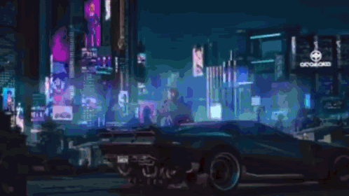 A Car Is Driving Down A Street With A Sign That Says ' Tokyo ' On It GIF