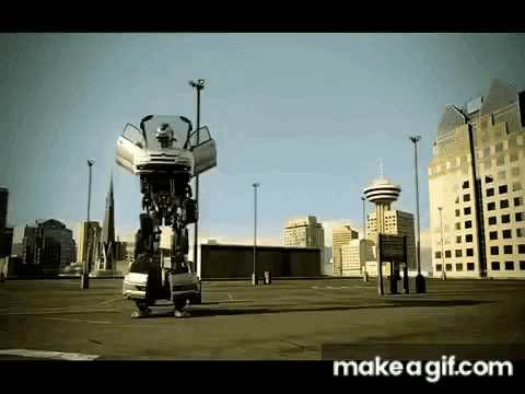 A Car That Has Been Turned Into A Robot GIF
