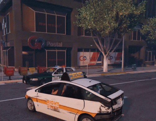 A Car That Says Right Of Way On The Side Of It GIF