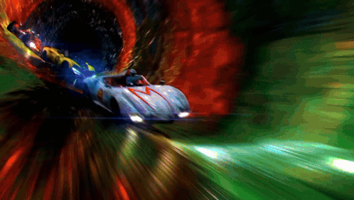 A Car With The Number 7 On It Is Driving Through A Tunnel GIF
