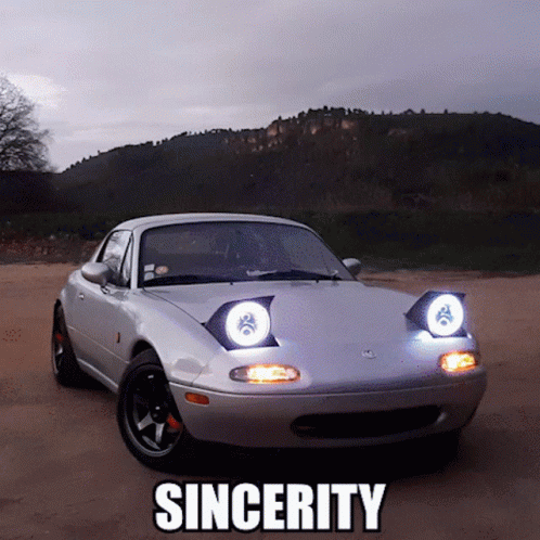 A Car With The Word Sincerity On The Bottom Right GIF