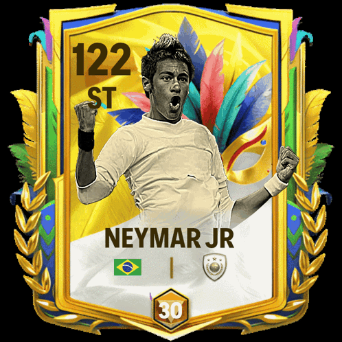 A Card Of A Soccer Player Named Neymar Jr With The Number 30 GIF