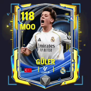 A Card Of A Soccer Player With The Number 118 GIF
