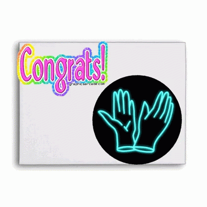 A Card That Says Congrats With Neon Hands GIF